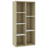 NNEVL Book Cabinet White and Sonoma Oak 50x25x106 cm Engineered Wood