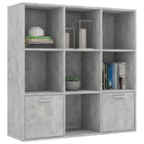 NNEVL Book Cabinet Concrete Grey 98x30x98 cm Engineered Wood