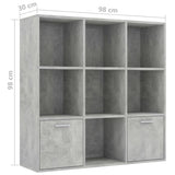 NNEVL Book Cabinet Concrete Grey 98x30x98 cm Engineered Wood