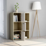 NNEVL Storage Cabinet White and Sonoma Oak 60x29.5x90 cm Engineered Wood