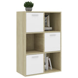 NNEVL Storage Cabinet White and Sonoma Oak 60x29.5x90 cm Engineered Wood
