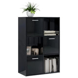 NNEVL Storage Cabinet High Gloss Black 60x29.5x90 cm Engineered Wood