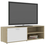 NNEVL TV Cabinet White and Sonoma Oak 120x34x37 cm Chipboard