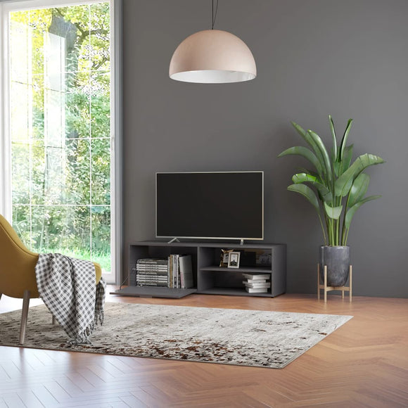 NNEVL TV Cabinet High Gloss Grey 120x34x37 cm Chipboard