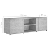 NNEVL TV Cabinet Concrete Grey 120x34x37 cm Chipboard