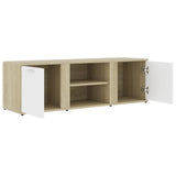 NNEVL TV Cabinet White and Sonoma Oak 120x34x37 cm Engineered Wood