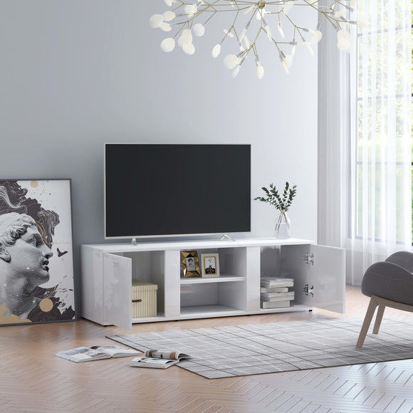 NNEVL TV Cabinet High Gloss White 120x34x37 cm Chipboard