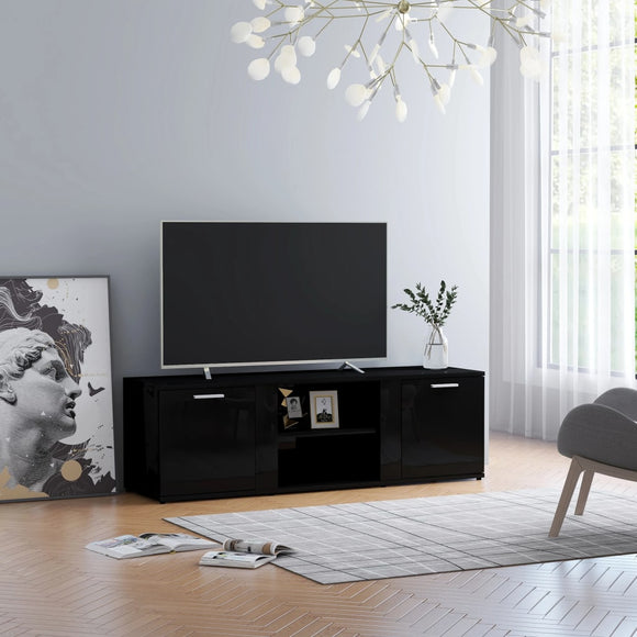 NNEVL TV Cabinet High Gloss Black 120x34x37 cm Chipboard