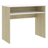 NNEVL Desk White and Sonoma Oak 90x50x74 cm Chipboard