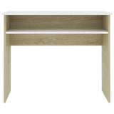NNEVL Desk White and Sonoma Oak 90x50x74 cm Chipboard
