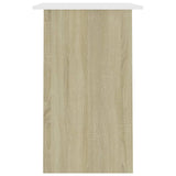 NNEVL Desk White and Sonoma Oak 90x50x74 cm Chipboard