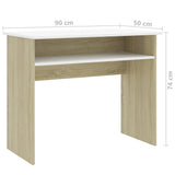 NNEVL Desk White and Sonoma Oak 90x50x74 cm Chipboard