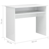 NNEVL Desk High Gloss White 90x50x74 cm Chipboard