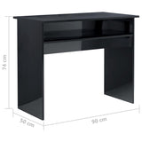 NNEVL Desk High Gloss Black 90x50x74 cm Chipboard