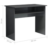 NNEVL Desk High Gloss Grey 90x50x74 cm Chipboard