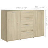NNEVL Sideboard Sonoma Oak 120x35.5x75 cm Engineered Wood