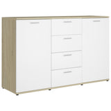 NNEVL Sideboard White and Sonoma Oak 120x35.5x75 cm Engineered Wood