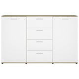 NNEVL Sideboard White and Sonoma Oak 120x35.5x75 cm Engineered Wood