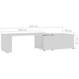 NNEVL Coffee Table White 150x50x35 cm Chipboard