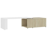 NNEVL Coffee Table White and Sonoma Oak 150x50x35 cm Chipboard
