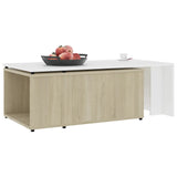 NNEVL Coffee Table White and Sonoma Oak 150x50x35 cm Chipboard