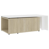 NNEVL Coffee Table White and Sonoma Oak 150x50x35 cm Chipboard