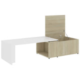 NNEVL Coffee Table White and Sonoma Oak 150x50x35 cm Chipboard