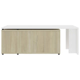 NNEVL Coffee Table White and Sonoma Oak 150x50x35 cm Chipboard