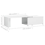 NNEVL Coffee Table High Gloss White 150x50x35 cm Chipboard