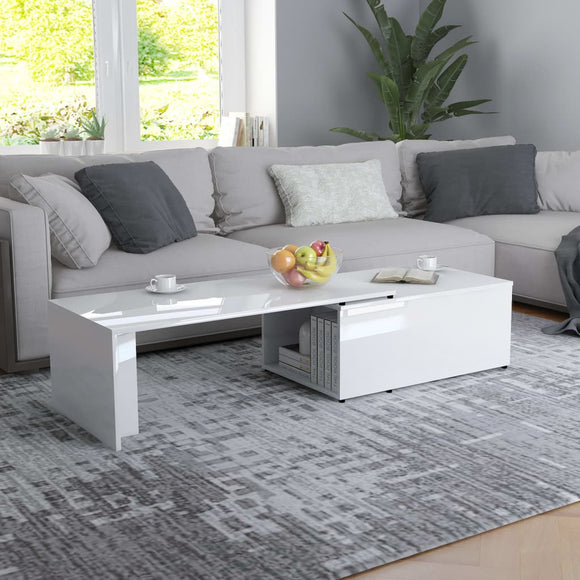 NNEVL Coffee Table High Gloss White 150x50x35 cm Chipboard