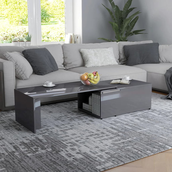 NNEVL Coffee Table High Gloss Grey 150x50x35 cm Chipboard