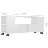 NNEVL TV Cabinet High Gloss White 120x35x43 cm Chipboard