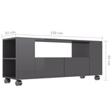 NNEVL TV Cabinet High Gloss Grey 120x35x43 cm Chipboard