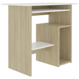 NNEVL Desk White and Sonoma Oak 80x45x74 cm Chipboard