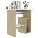 NNEVL Desk White and Sonoma Oak 80x45x74 cm Chipboard