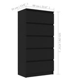 NNEVL Drawer Sideboard Black 60x35x121 cm Engineered Wood