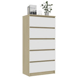 NNEVL Drawer Sideboard White and Sonoma Oak 60x35x121 cm Engineered Wood