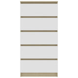 NNEVL Drawer Sideboard White and Sonoma Oak 60x35x121 cm Engineered Wood