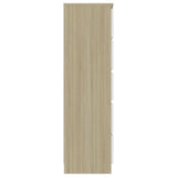 NNEVL Drawer Sideboard White and Sonoma Oak 60x35x121 cm Engineered Wood