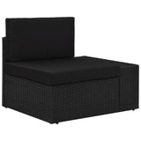 NNEVL Sectional Corner Sofa with Left Armrest Poly Rattan Black