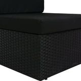 NNEVL Sectional Corner Sofa with Left Armrest Poly Rattan Black