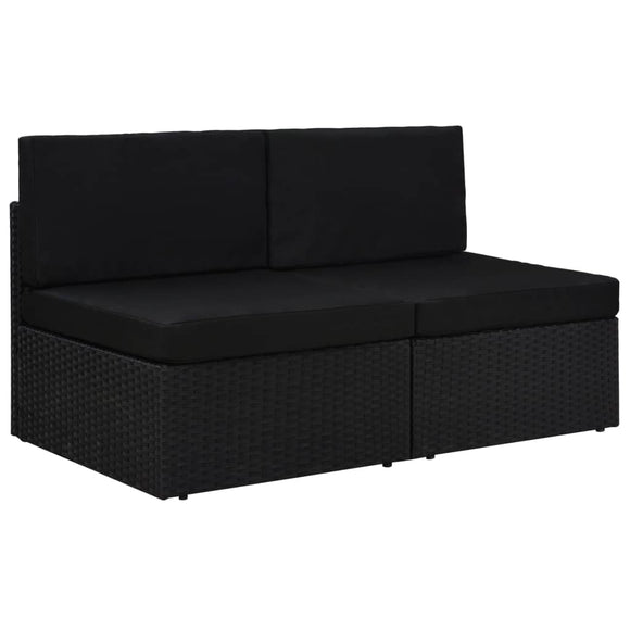 NNEVL Sectional Sofa 2-Seater Poly Rattan Black