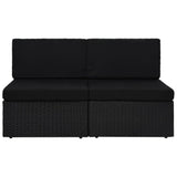 NNEVL Sectional Sofa 2-Seater Poly Rattan Black