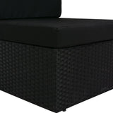 NNEVL Sectional Sofa 2-Seater Poly Rattan Black
