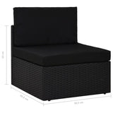 NNEVL Sectional Sofa 2-Seater Poly Rattan Black