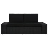 NNEVL Sectional Sofa 2-Seater Poly Rattan Black