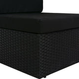 NNEVL Sectional Sofa 2-Seater Poly Rattan Black