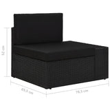 NNEVL Sectional Sofa 2-Seater Poly Rattan Black