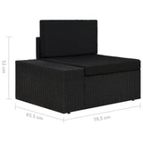 NNEVL Sectional Sofa 2-Seater Poly Rattan Black