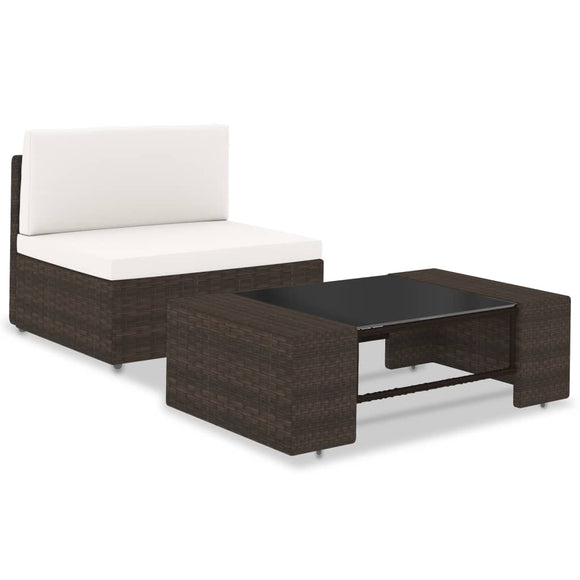 NNEVL 2 Piece Garden Lounge Set Poly Rattan Brown
